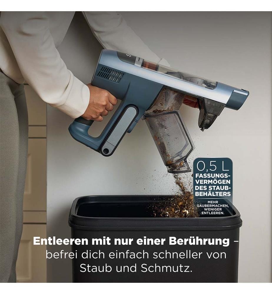 Akku-Stabstaubsauger PowerDetect Speed IA1244CH – Hellblau und Orange