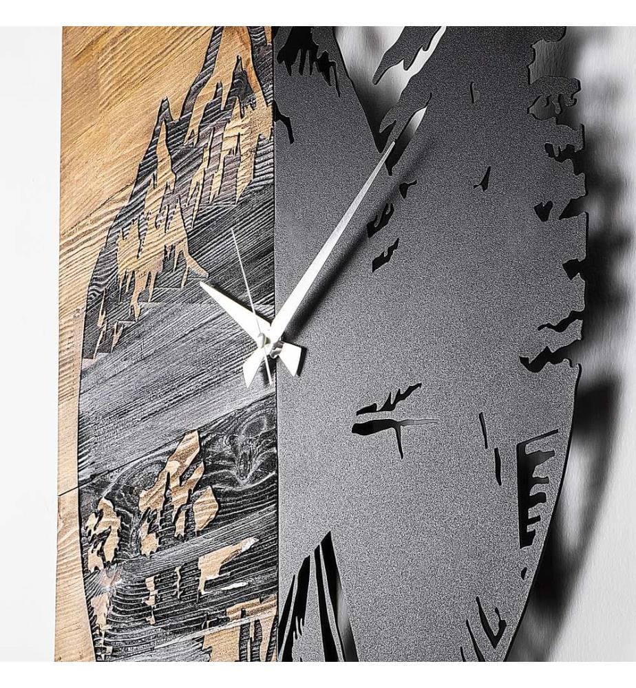 Orologio da parete in legno - Noce e nero