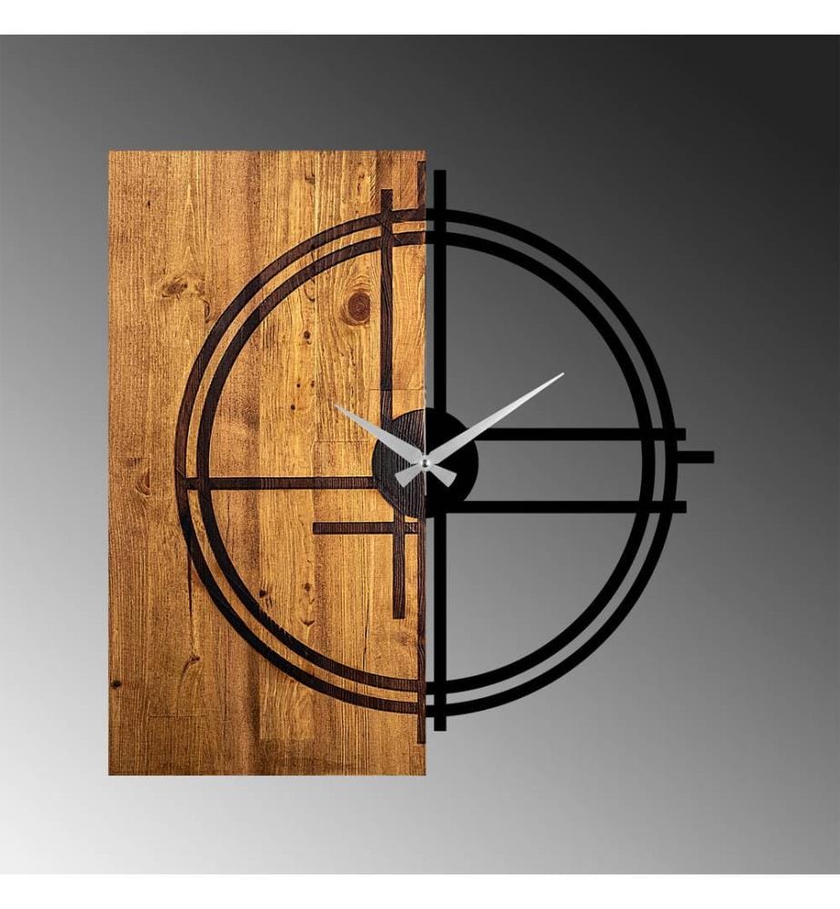 Orologio da parete in legno - Noce chiaro e nero