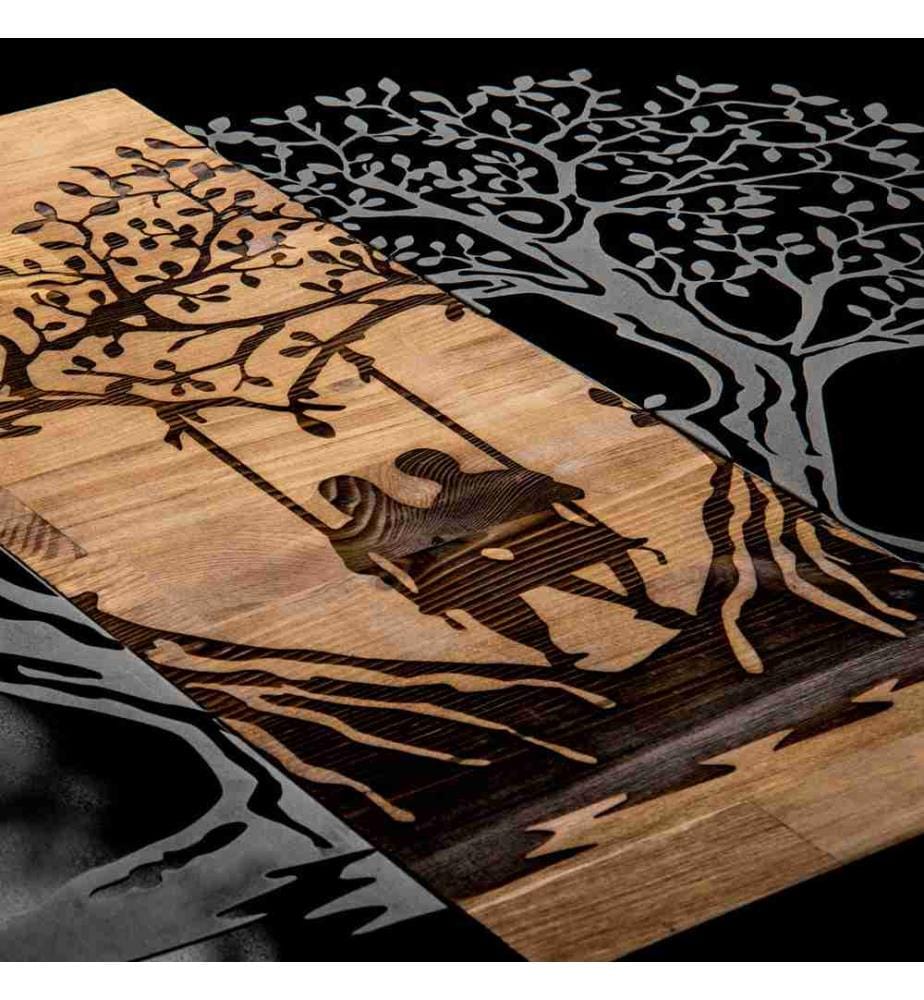 Decorazione murale in legno - Noce e nero