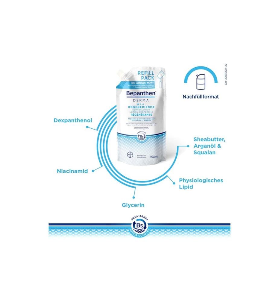 Bepanthen Derma Lait corporel régénérant Recharge 400 ml