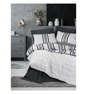 Ensemble housse de couette simple Ranforce - Anthracite