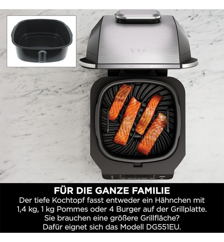 5-in-1-Grill und Heissluftfritteuse - Schwarz, Silber