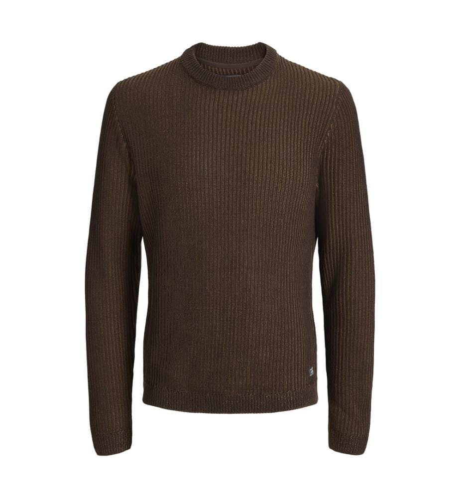 Strickpullover mit Rundhalsausschnitt – Kakao