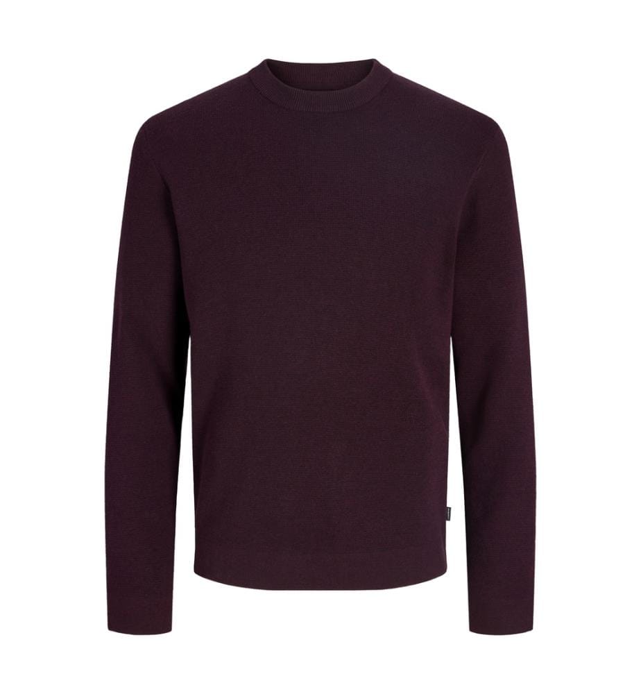 Strickpullover mit Rundhalsausschnitt – Dunkelbordó