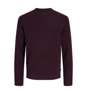 Strickpullover mit Rundhalsausschnitt – Dunkelbordó