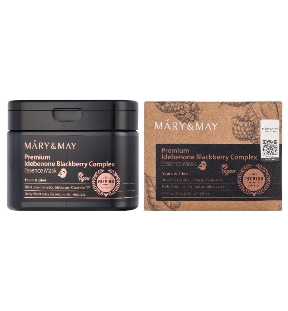 Mary & May Premium Idebenon-Brombeer-Komplex-Essenzmaske, 20 Stück