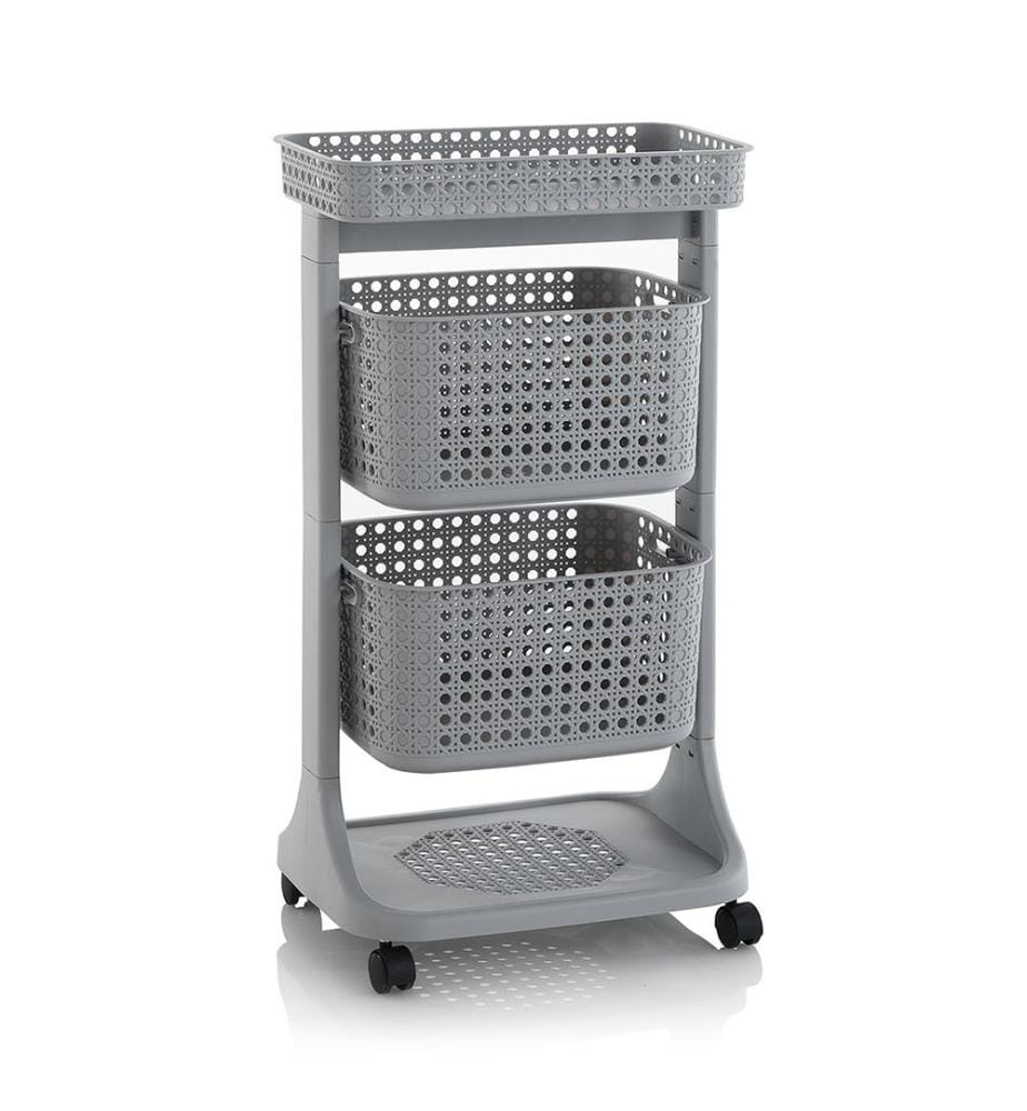 Carrello portabiancheria 2 cesti HUY grigio