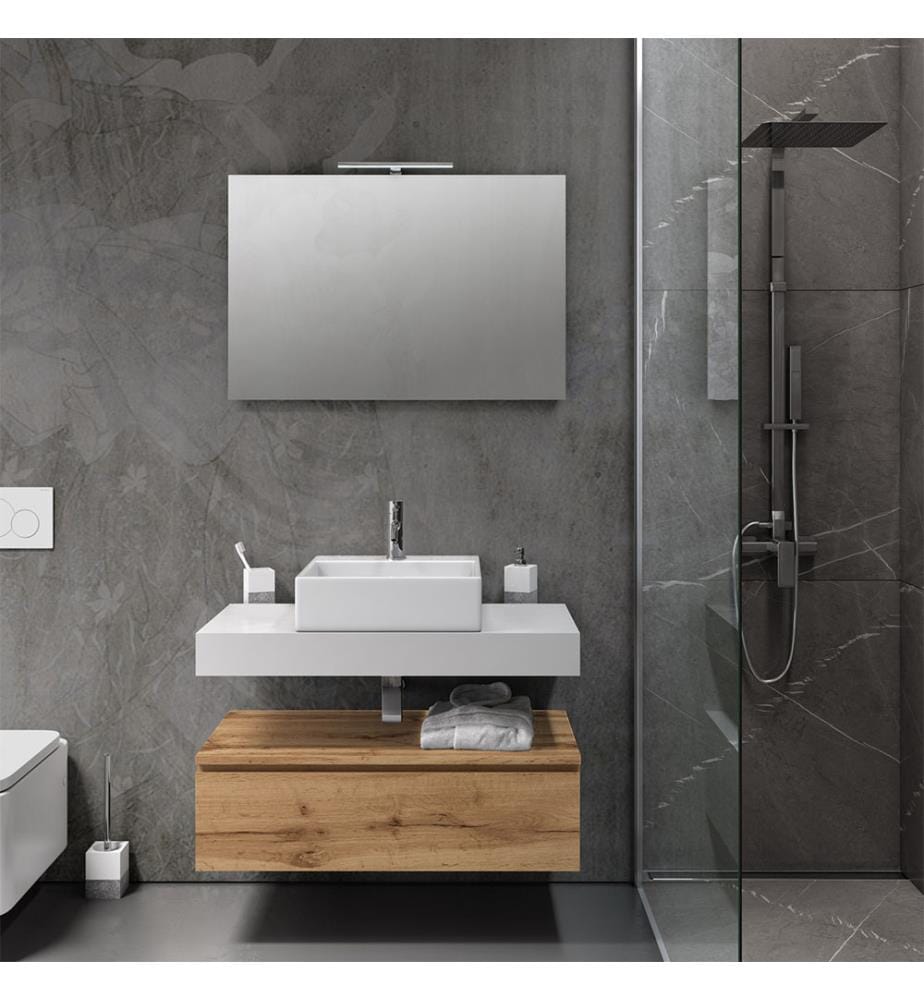 Waschtisch-Set 5-teilig YOKA weiss & Eiche
