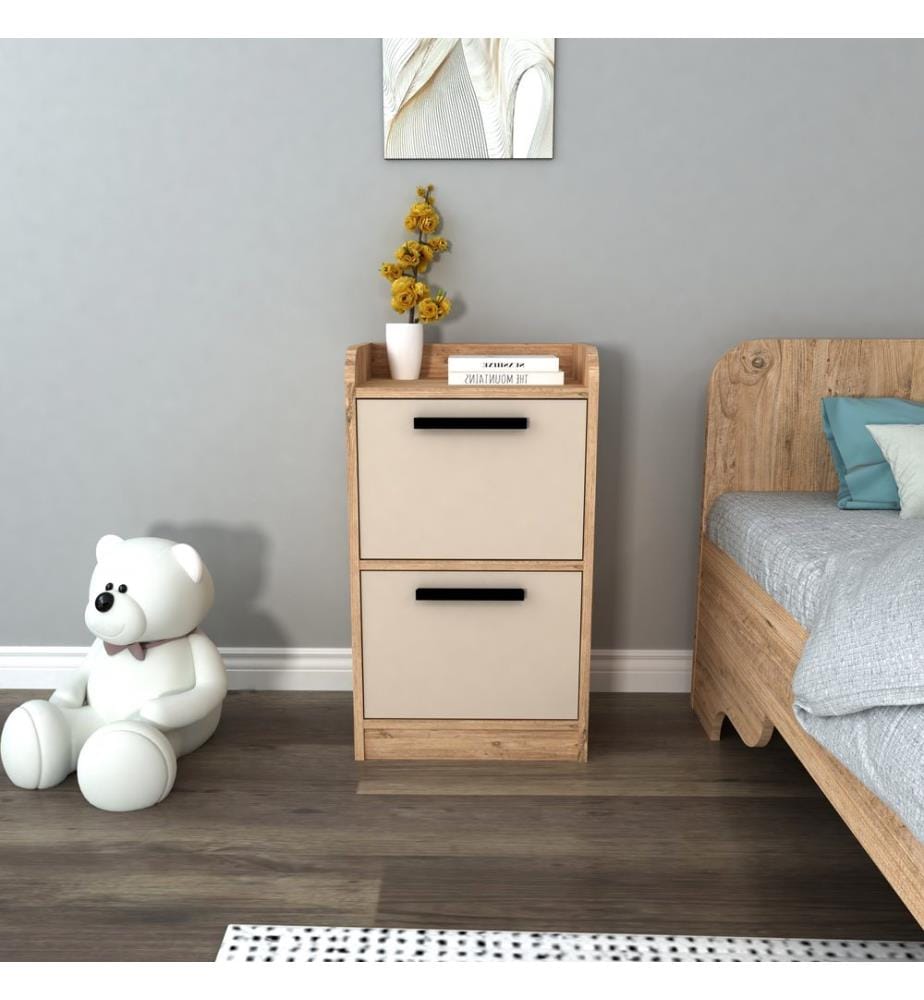 Comodino, Pino Atlantico, Beige, Pannello di particelle rivestito in melamina