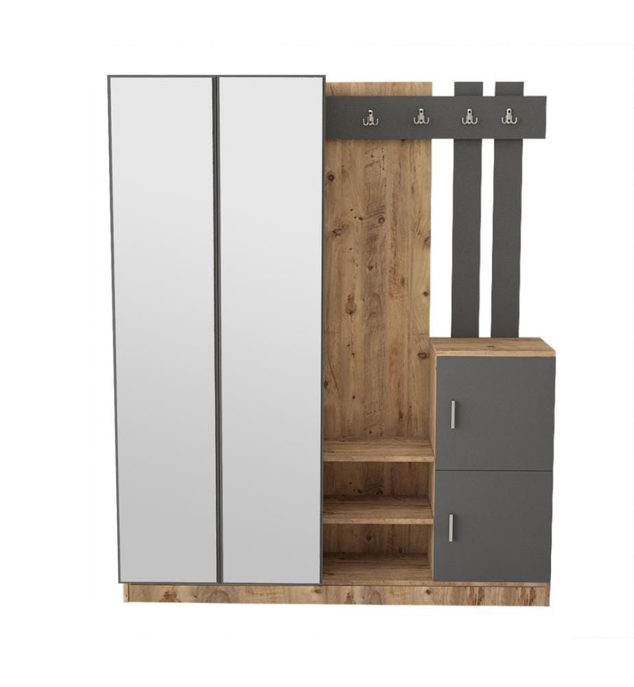 Hall Stand, Atlantic Pine, Anthracite, Melamine Coated Particle Board