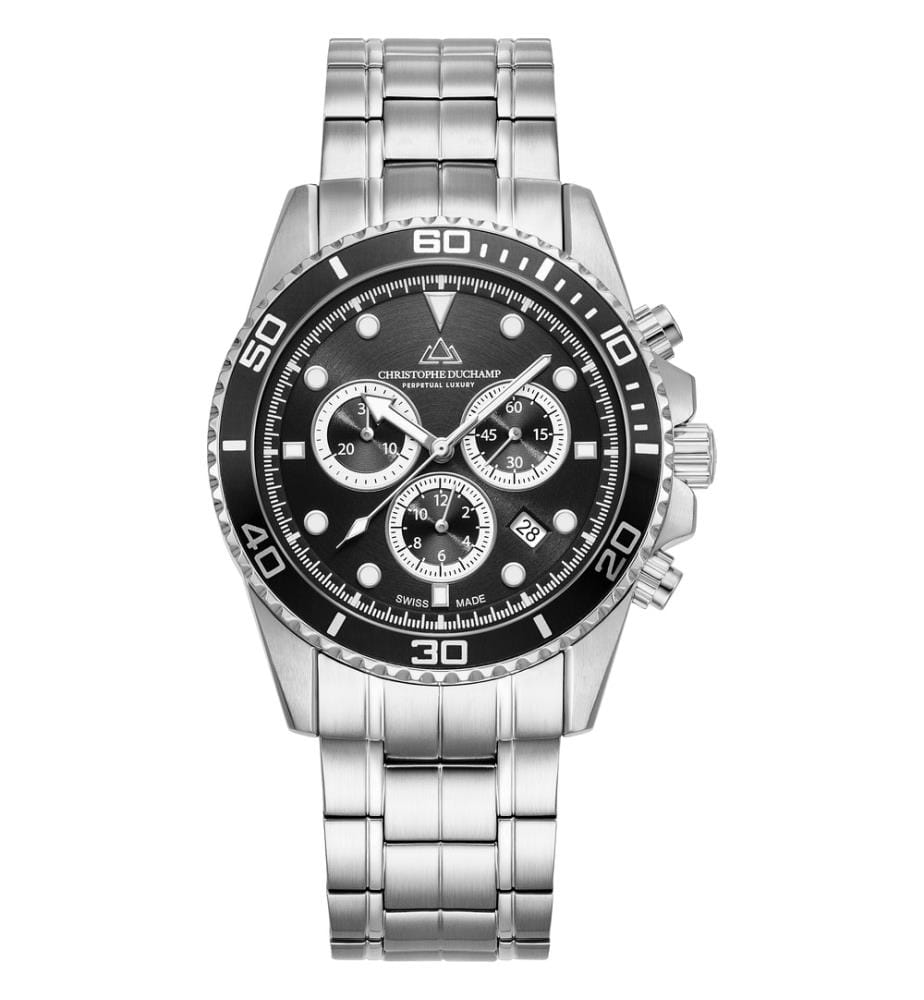 Herrenuhr Marine Chrono II – Silber & Schwarz