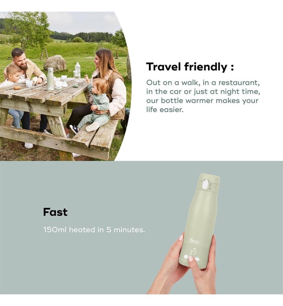 Chauffe-biberon nomade rechargeable - Vert Sauge