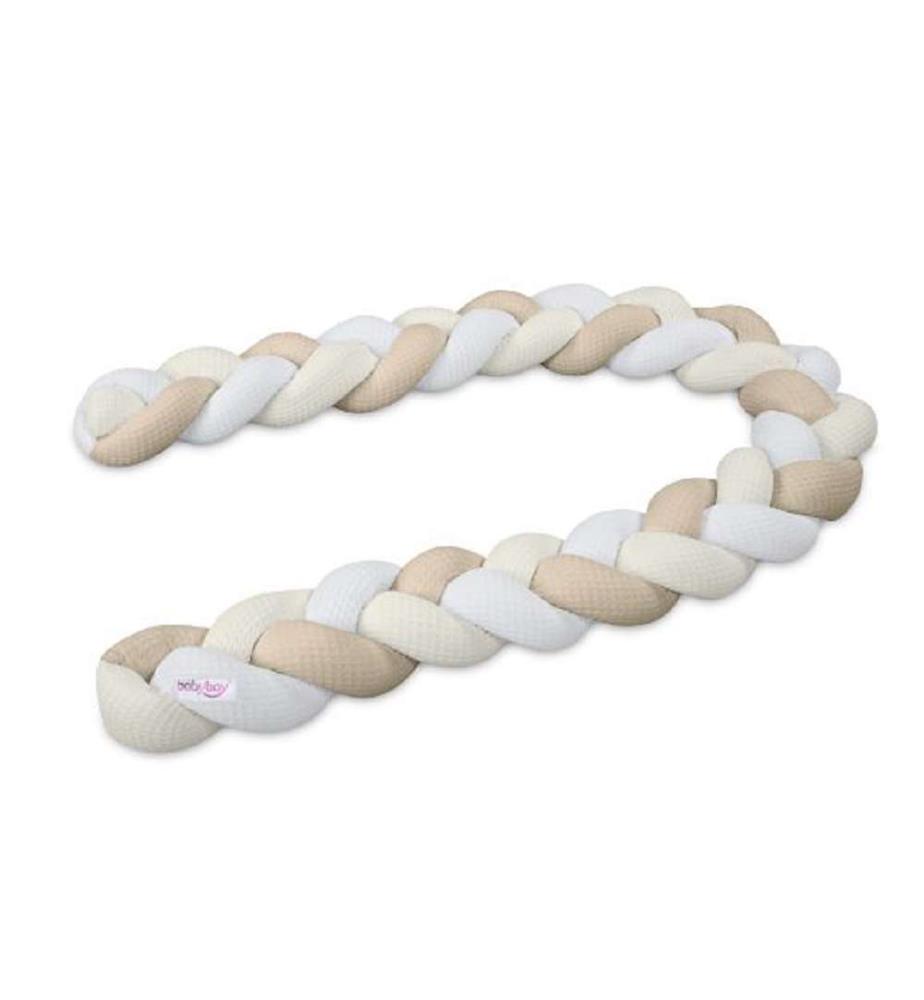 Tour de lit tressé 200 cm - Blanc, Beige et Sable