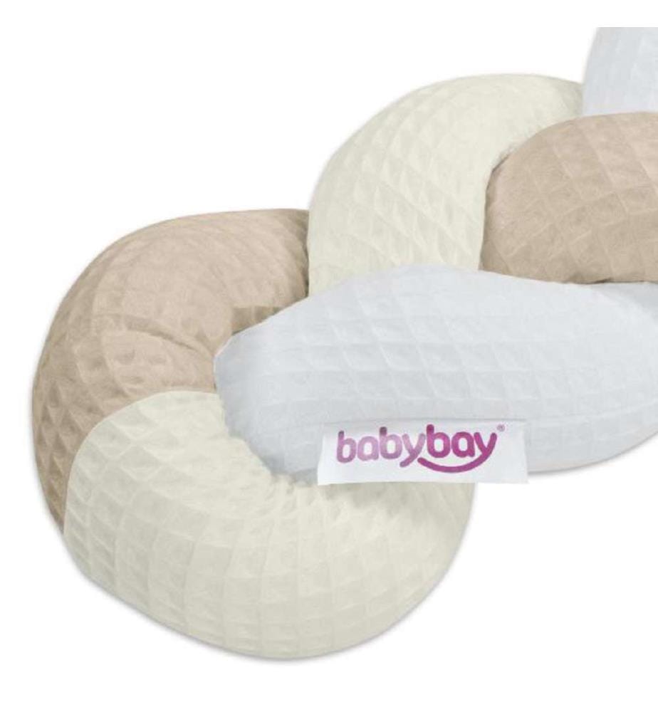 Tour de lit tressé 200 cm - Blanc, Beige et Sable