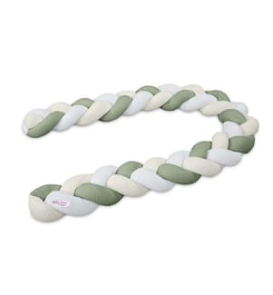 Tour de lit tressé 200 cm - Blanc, Beige et Vert