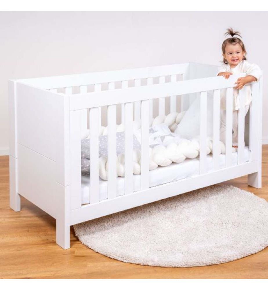 Tour de lit tressé 200 cm - Blanc, Beige et Vert