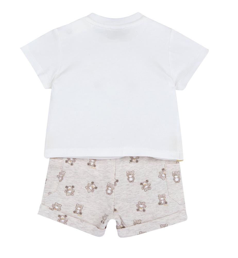 Set composto da maglietta e pantaloncini - Bianco e beige