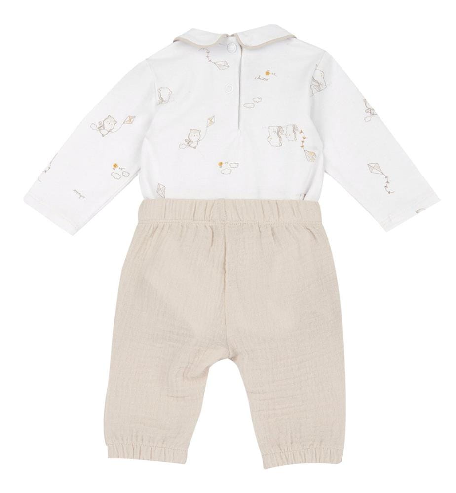 Set aus Body und Hose – Weiss und Beige
