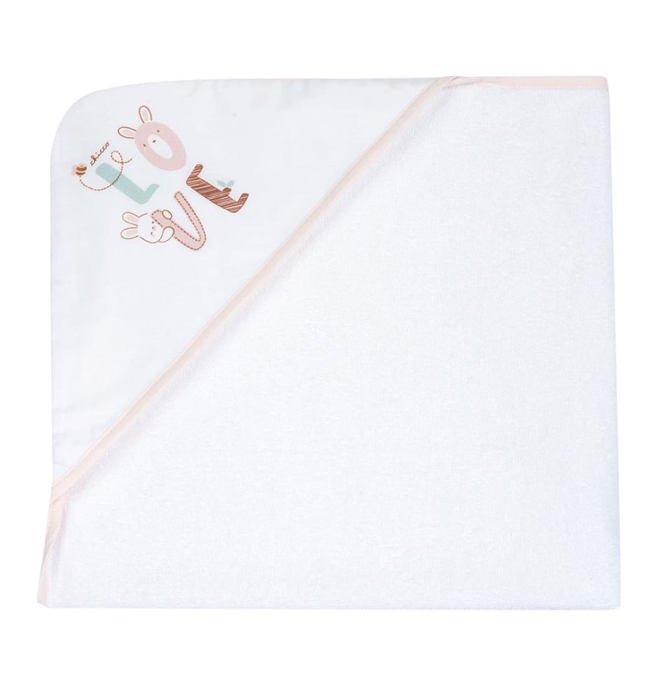 Cape de bain 76 × 76 cm - Blanc et Rose Clair