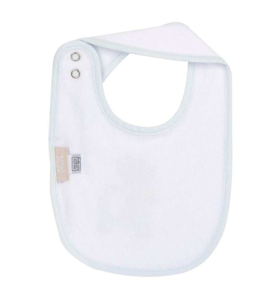 Bavoir avec attache-tétine - Blanc et Bleu Clair