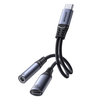 2-in-1-Audio-Adapter SY-C02 Typ-C auf 3,5 mm + Typ-C (schwarz)
