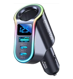 Autoladegerät JR-CL21, 4-in-1, 1x USB QC3.0, 2x USB-C PD 150W (schwarz)