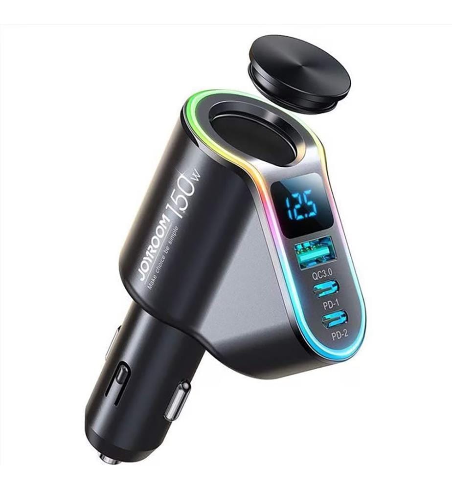 Autoladegerät JR-CL21, 4-in-1, 1x USB QC3.0, 2x USB-C PD 150W (schwarz)