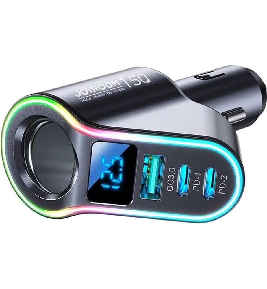 Autoladegerät JR-CL21, 4-in-1, 1x USB QC3.0, 2x USB-C PD 150W (schwarz)