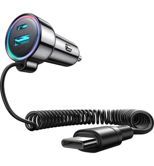 Autoladegerät JR-CL07, 3-in-1, 1x USB + 1x PD, 55W + Typ-C Kabel (schwarz)