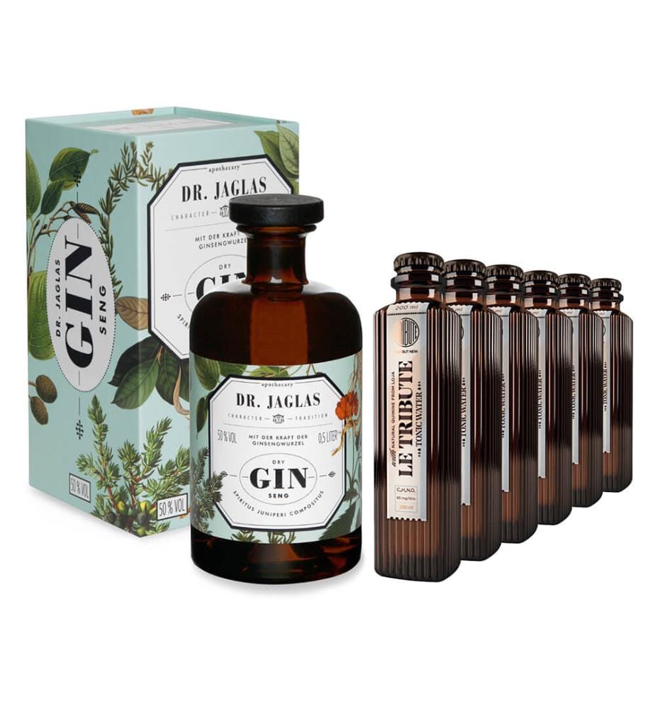 Dr. Jaglas Gin-Seng + 6x Le Tribute Tonic Water - 50 cl + 6 x 20 cl