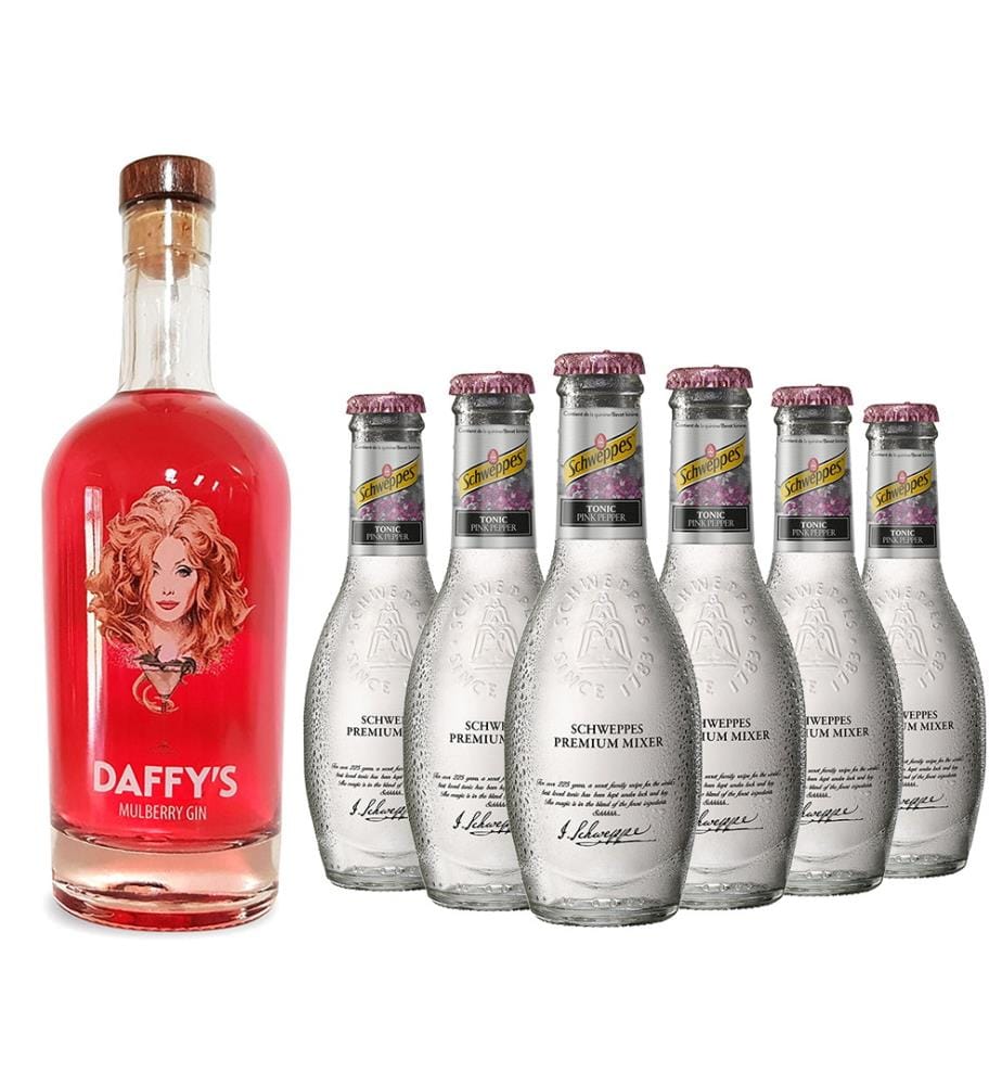 Daffy's Mulberry Gin + 6x Schweppes Premium Pink Pepper - 50 cl + 6 x 20 cl