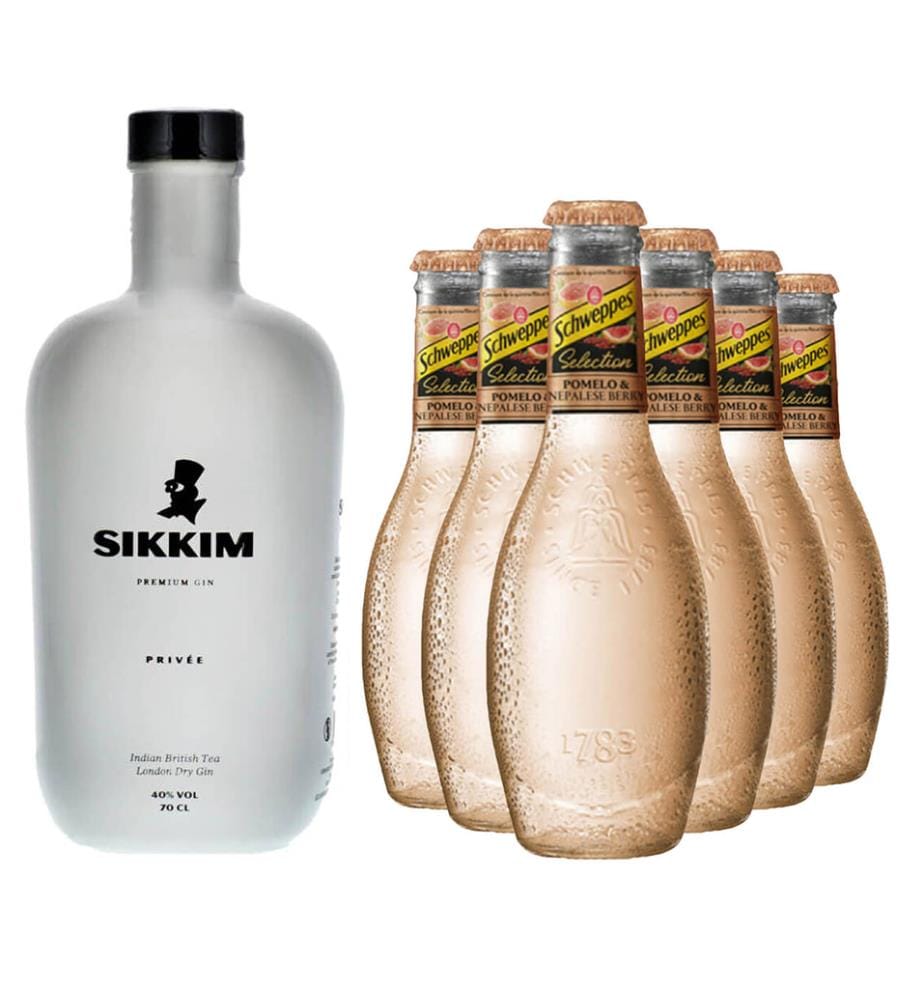 Sikkim Privee & 6 Schweppes Selection Tonic Pomelo & Nepalese Berry - 1 x 70 cl + 6 x 20 cl