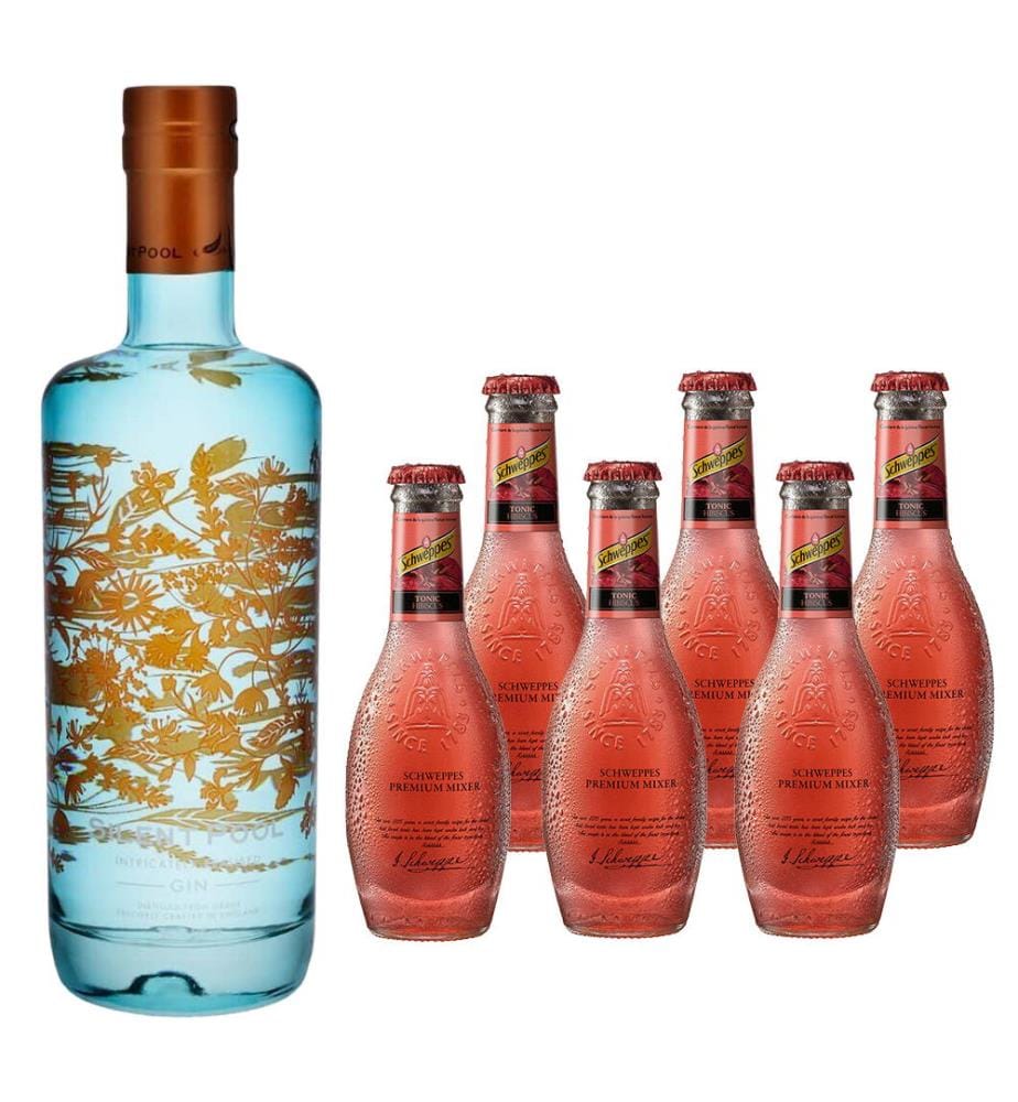 Silent Pool Gin + 6x Schweppes Premium Mixer Hibiscus Tonic - 1 x 70 cl + 6 x 20 cl