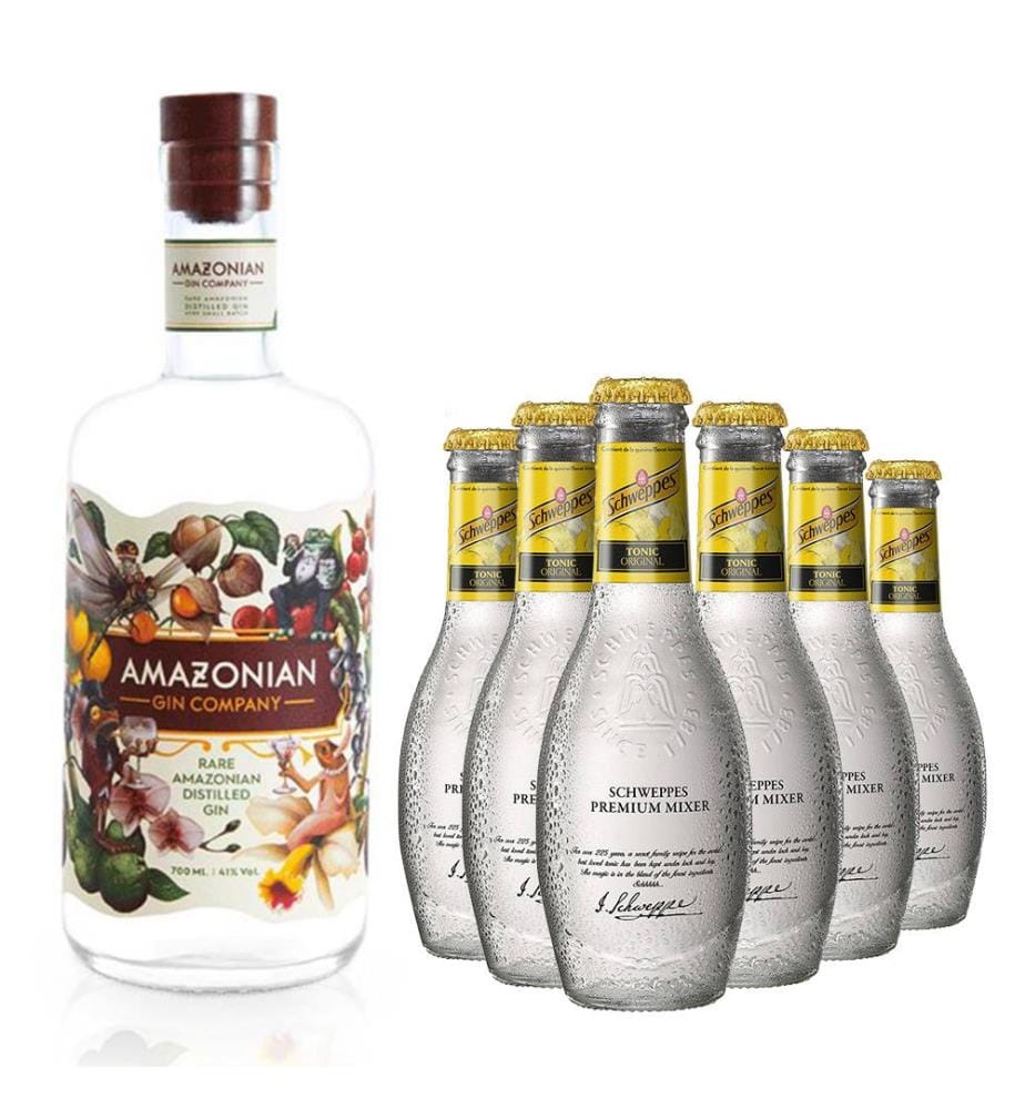 Amazonian Gin Company + 6x Schweppes Premium OriGinal Tonic & Lime - 1 x 70 cl + 6 x 20 cl