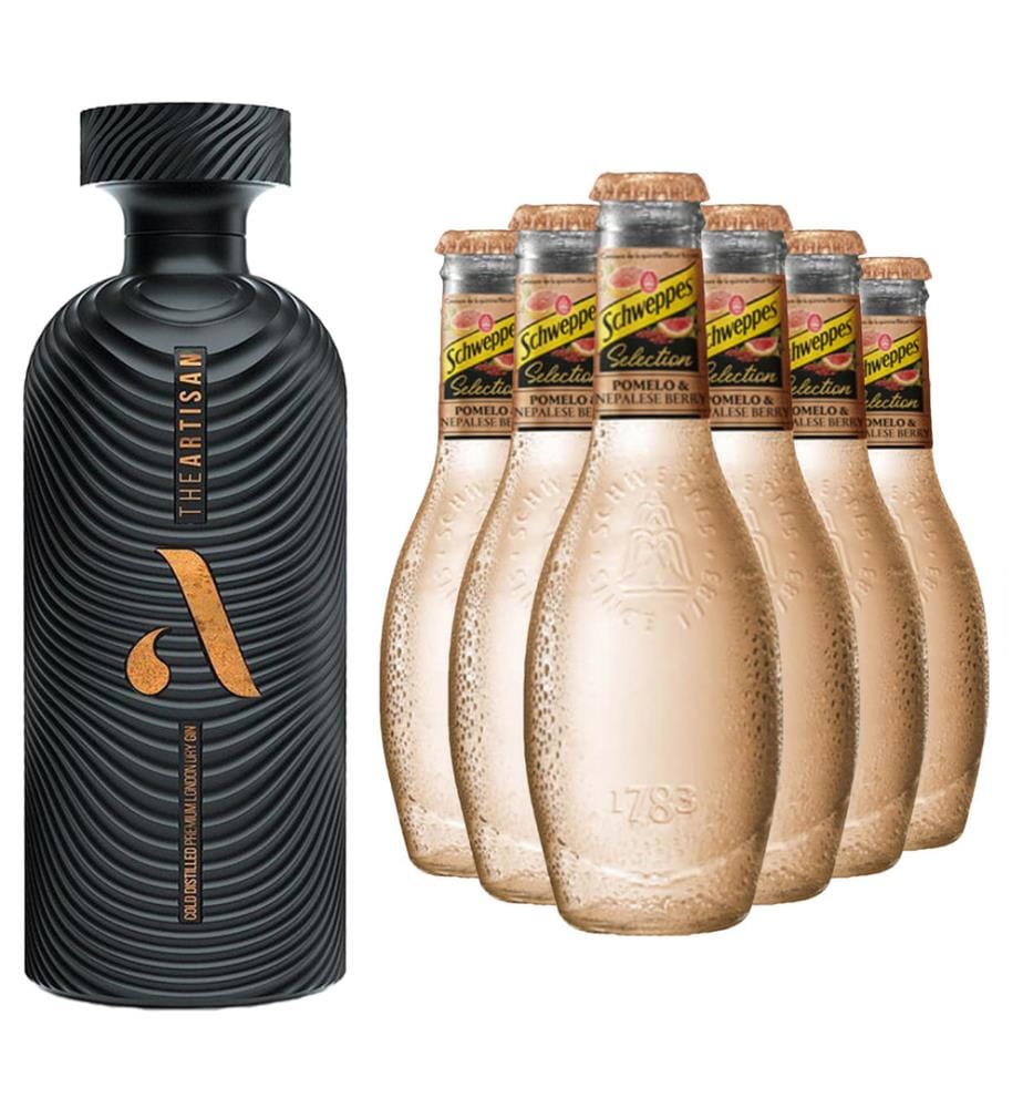 The Artisan Gin + 6x Schweppes Selection Tonic Pomelo & Nepalese Berry - 50 cl + 6 x 20 cl