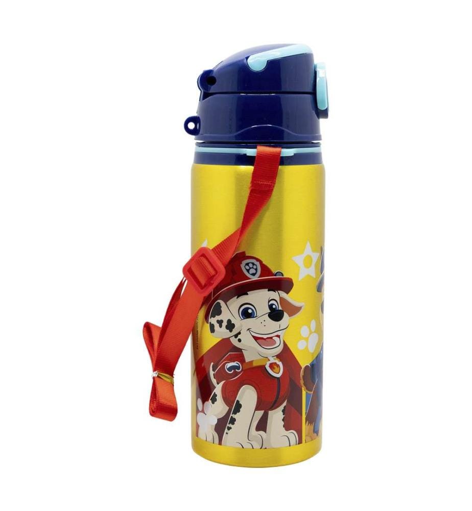 Aluminium Pop Up Flasche mit Riemen 730 ml Paw Patrol Boy Rescue Pups