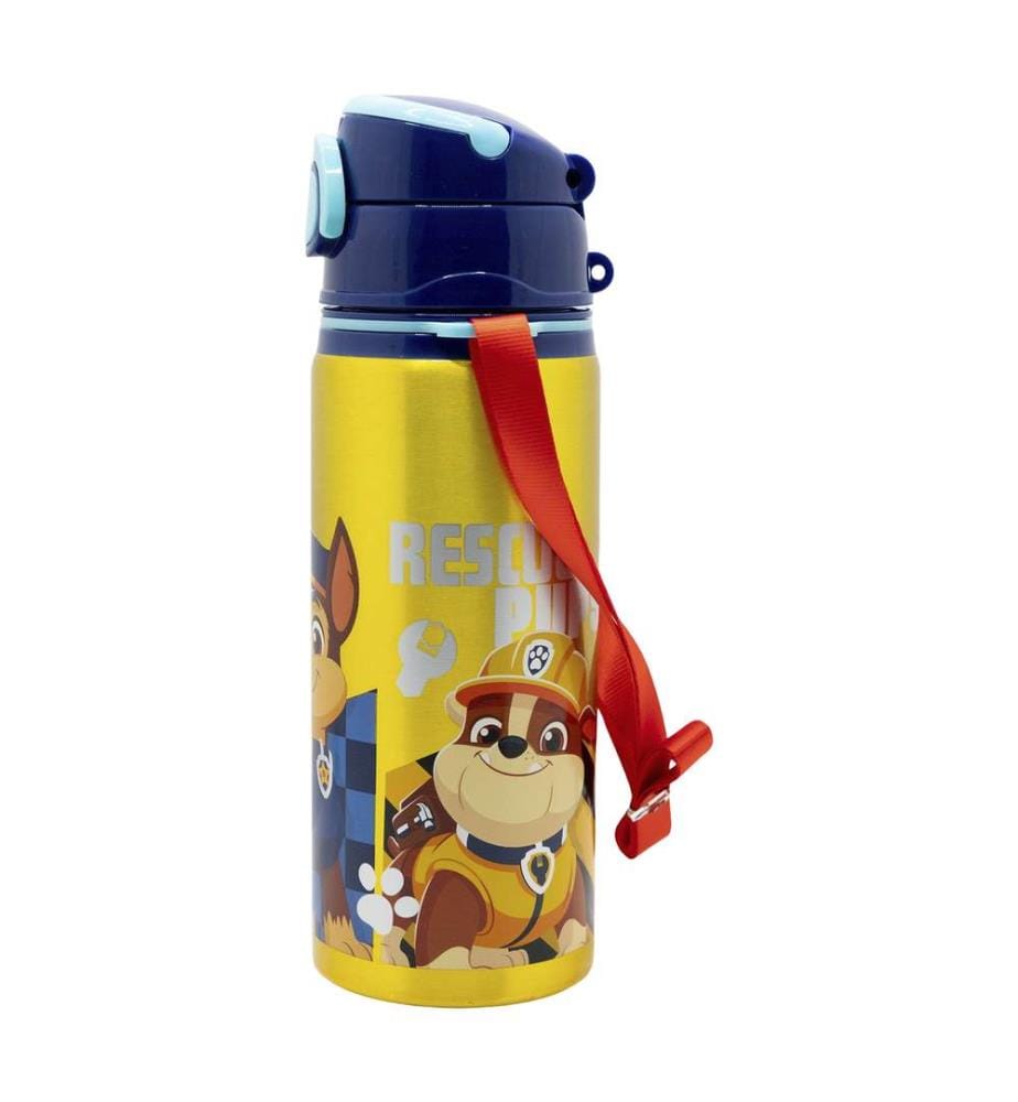 Aluminium Pop Up Flasche mit Riemen 730 ml Paw Patrol Boy Rescue Pups