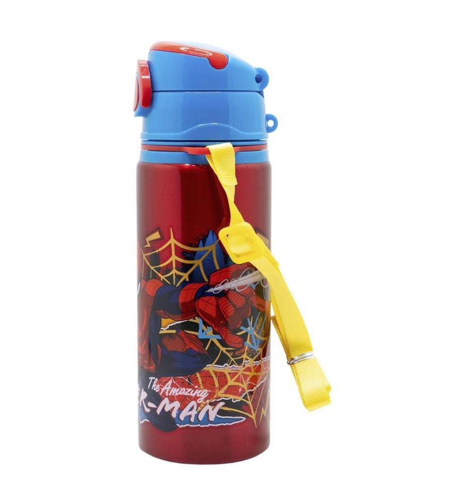 Aluminium Pop Up Flasche mit Riemen 730 ml Spiderman Moving Target