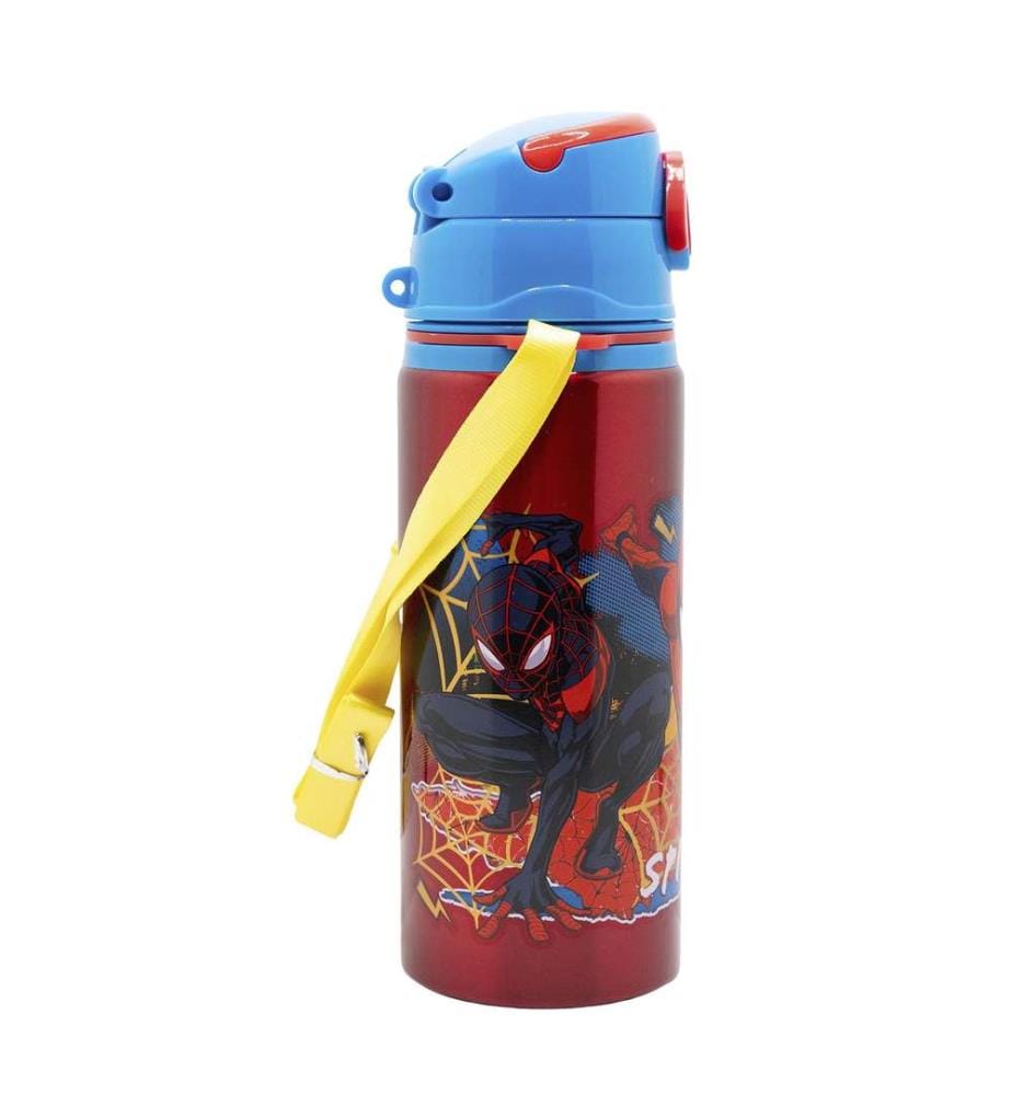 Aluminium Pop Up Flasche mit Riemen 730 ml Spiderman Moving Target