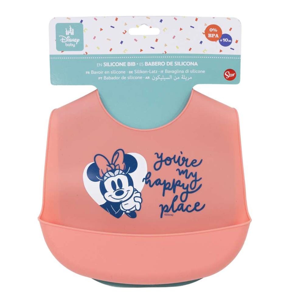 Kleinkind Silikon Lätzchen Minnie Mouse Herz voll
