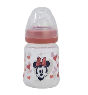 Baby 5 Oz Wideneck Flasche Silikonsauger 3 Positionen Minnie Mouse Herz voll