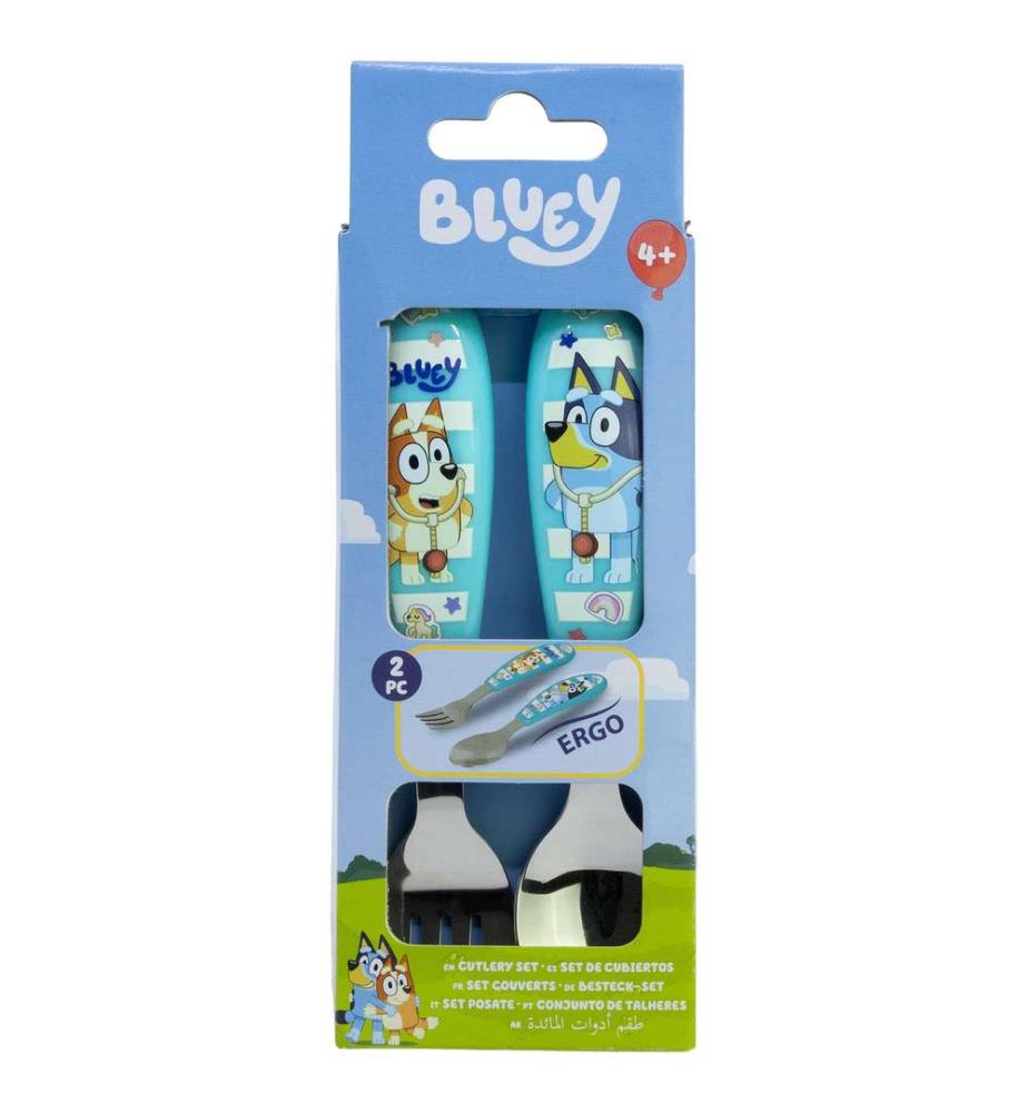 2-tlg. elliptisches metallisches Besteck-Set blau