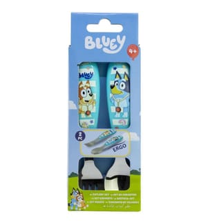 2-tlg. elliptisches metallisches Besteck-Set blau