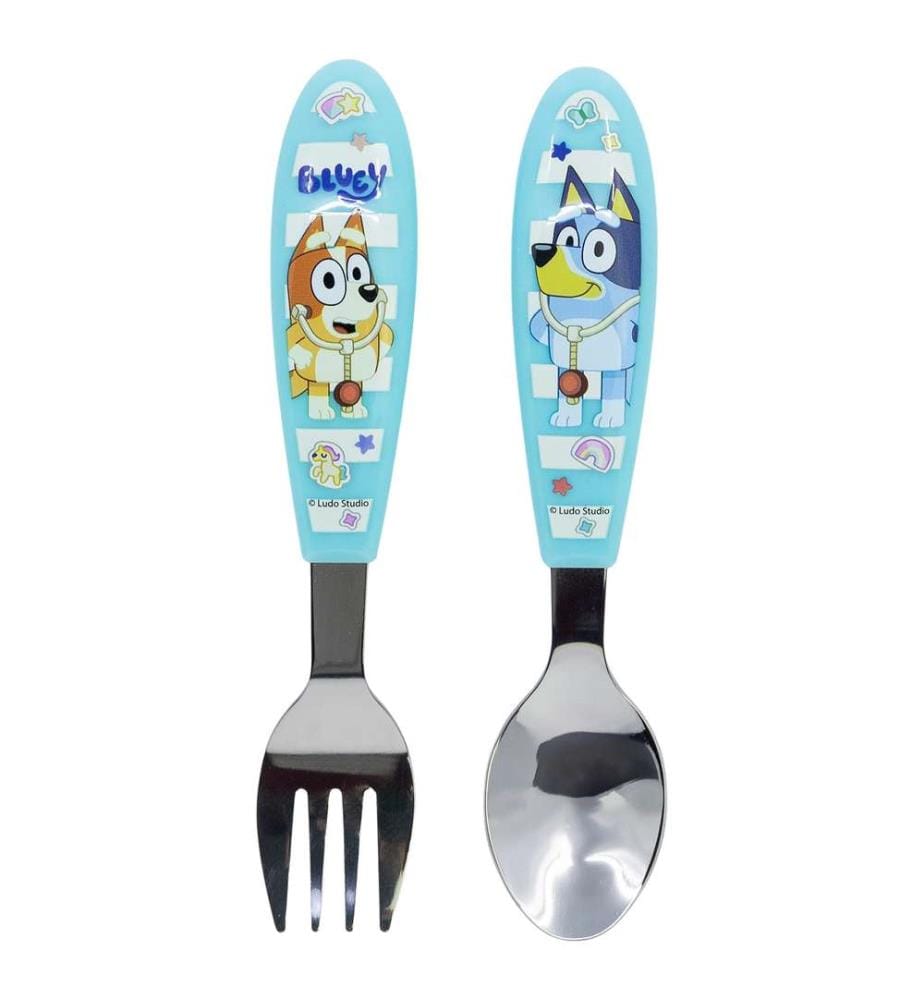 2-tlg. elliptisches metallisches Besteck-Set blau
