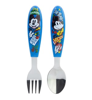 2-tlg. elliptisches Metall-Besteck-Set Mickey True Champions