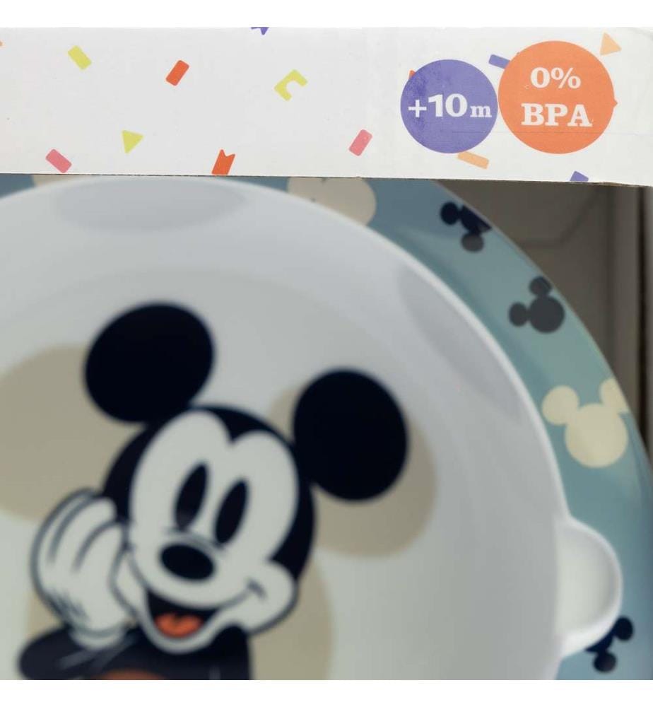 Set Bébé 3 pièces dans boîte cadeau Mickey Tout Sourire