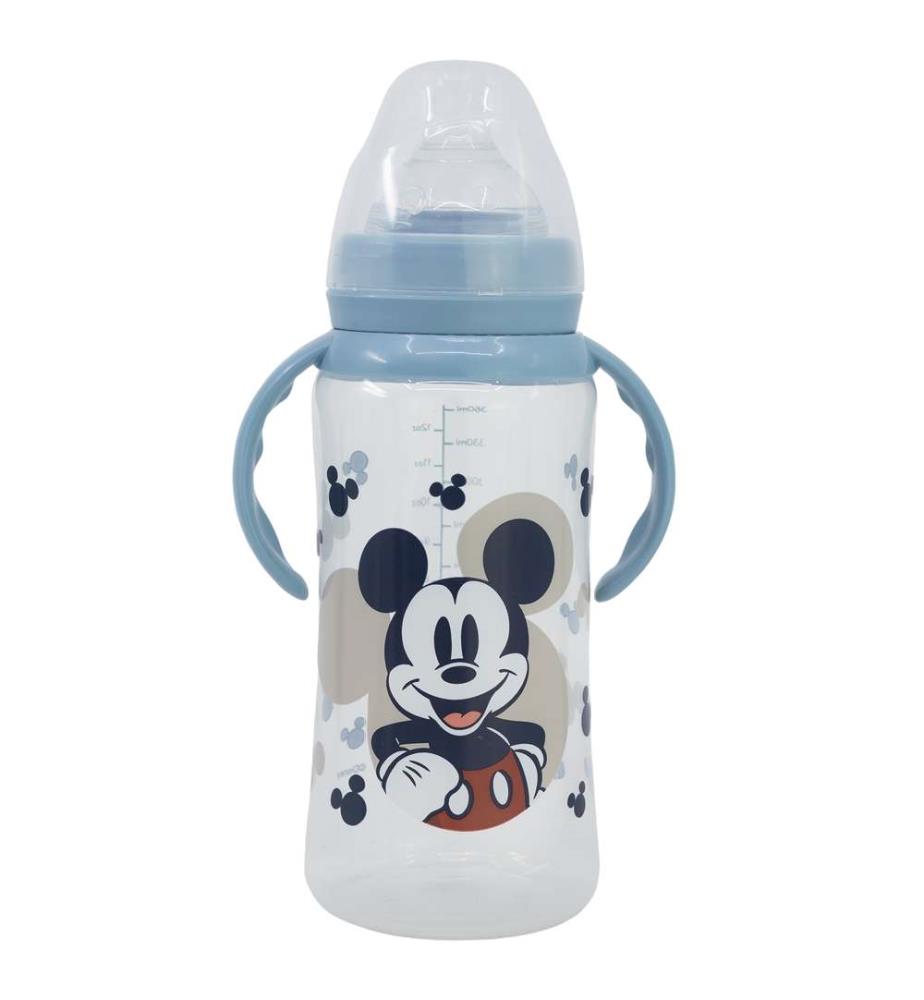 Baby 12 Oz Wideneck Flasche Silikonsauger 3 Positionen mit Griffen Mickey Mouse voll von Lächeln