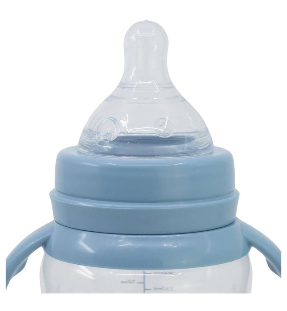 Baby 12 Oz Wideneck Flasche Silikonsauger 3 Positionen mit Griffen Mickey Mouse voll von Lächeln