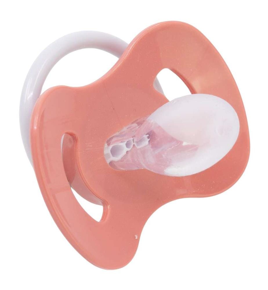 Baby 2 Stück Set symmetrische Schnuller Silikon +6 M mit Abdeckung Minnie Mouse Herz voll